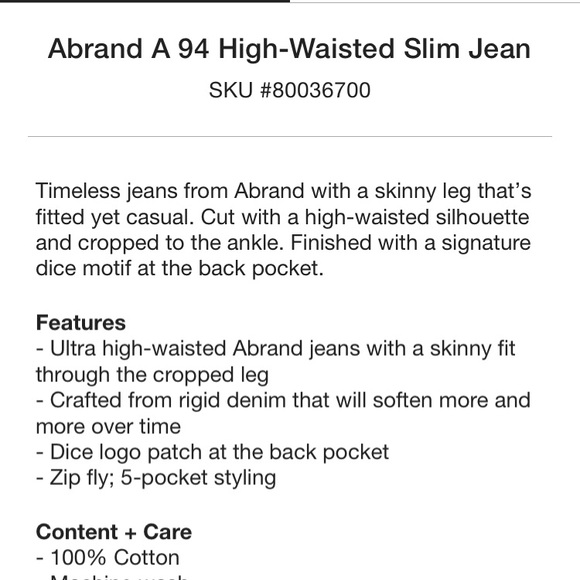 NWT Abrand High Waisted Slim Jeans - Picture 9 of 10